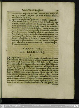 Caput VIII. De Religione