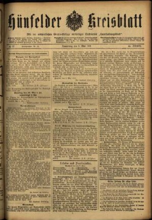 Ausgabe vom Donnerstag, den 08. Mai 1919.