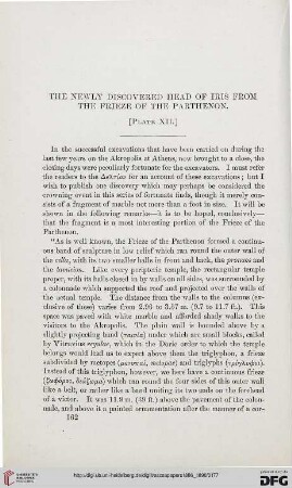 5.1886-90: The newly discovered head of Iris from the frieze of the Parthenon