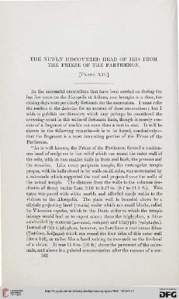 5.1886-90: The newly discovered head of Iris from the frieze of the Parthenon