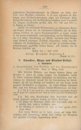 E. Chaussee-, Wege und Straßen-Polizei