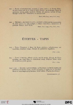 Étoffes – Tapis (Nr. 123-125)
