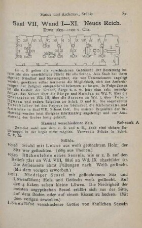 Saal VII, Wand I-XI. Neues Reich. Etwa 1600-1100 v. Chr.