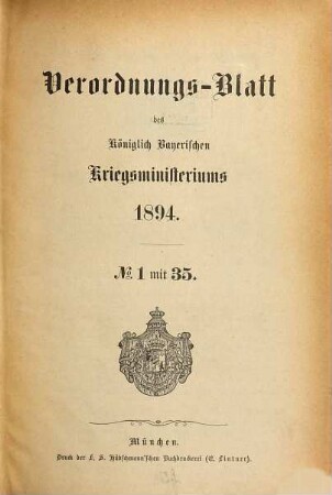 Verordnungs-Blatt. 1894