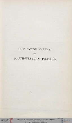 The Lycos Valley and South-Western Phaygia