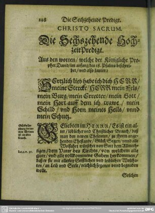 Die Sechszehende Hochzeit-Predigt