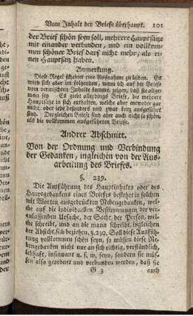 Andrer Abschnitt. Von der Ordnung und Verbindung der Gedanken, ingleichen von der Ausarbeitung des Briefes