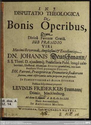 Disputatio theologica de bonis operibus