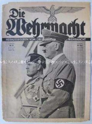 Titelblatt der Fachzeitschrift "Die Wehrmacht" zum Staatsbesuch von Mussolini in Deutschland