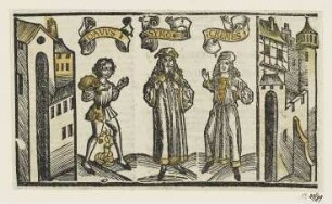 Davus, Symo und Cremes, erstmals erschienen in: "Terentius", Straßburg 1496, fol. XVI (verso)