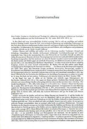 224-225 [Rezension] Schäfer, Peter, Studien zur Geschichte und Theologie des Rabbinischen Judentums