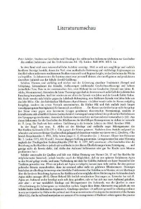 224-225 [Rezension] Schäfer, Peter, Studien zur Geschichte und Theologie des Rabbinischen Judentums