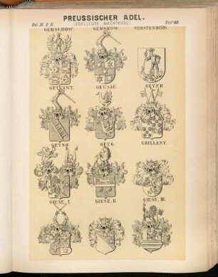 Taf. 68. Gerschow. - Gerskow. - Gerstenberg. - Getkant. - Geusau. - Geyer. - Geyso. - Gfug. - Ghillany. - Giese. I. - Giese. II. - Giese. III.