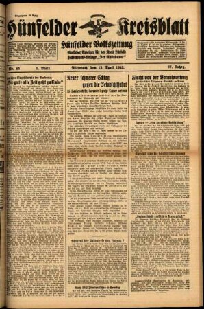 Erste Ausgabe vom Mittwoch, den 15. April 1942.