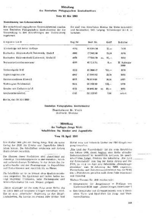 Mitteilung des Deutschen Pädagogischen Zentralinstituts : vom 10. Mai 1969