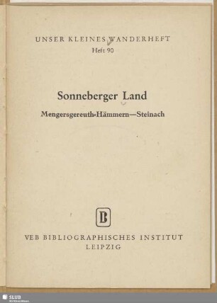 Sonneberger Land : Mengersgereuth-Hämmern, Steinach