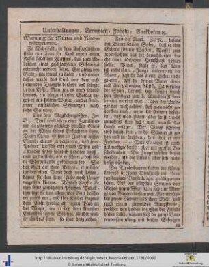 Unterhaltungen, Exemplen, Fabeln, Anekdoten etc.