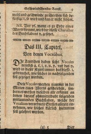 9-13, Das III. Capitel. Von denen Vocalibus.