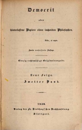 Karl Julius Webers sämmtliche Werke : Suppl. - Bd.. 8. Bd. 8.= (N. F. Bd. 2). - 1839. - 362 S.