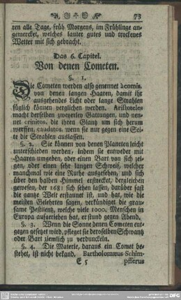 Das 6. Capitel. Von denen Cometen