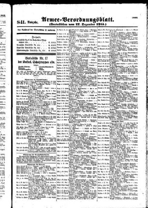 841. Ausgabe. Montag, 27. Dezember 1915