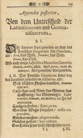 Von dem Unterscheid Latinismorum und Germanismorum.