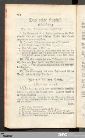 Das achte Kapitel. Einleitung Von den Sacramenten überhaupt.