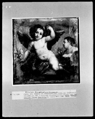 Putto mit Blumen im rechteckigem Feld