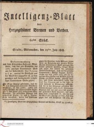 Intelligenz-Blatt der Herzogthümer Bremen und Verden und des Landes Hadeln