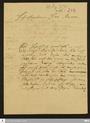 Brief von August Hermann Francke an Heinrich Werner Johann Anton von Merode.