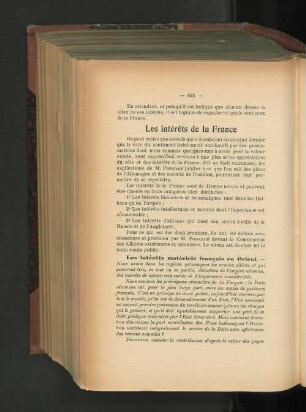 Les intérêts de la France.