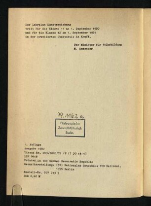 Der Lehrplan Kunsterziehung ...