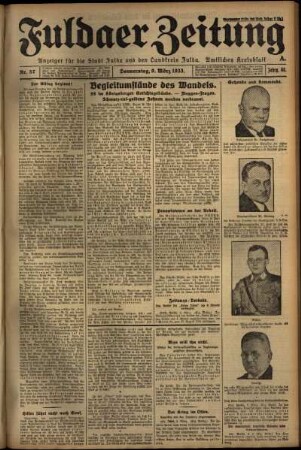 Erste Ausgabe vom Donnerstag, den 09. März 1933.