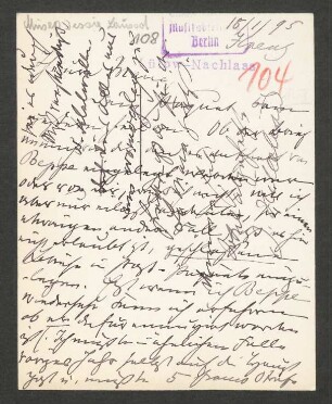 Briefkarten an Marie von Bülow : 18.01.1895