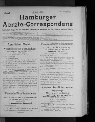 No. 20. 18. Mai 1913. 16. Jahrgang.