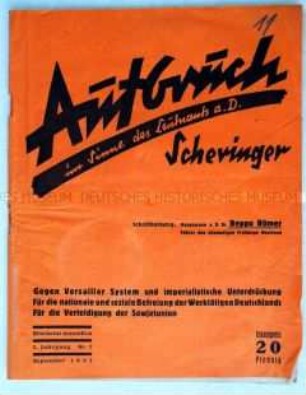 Antifaschistische militärpolitische Zeitschrift "Die Aktion" u.a. zu den Wahlen im September 1932 und zur Arbeitsdienstpflicht