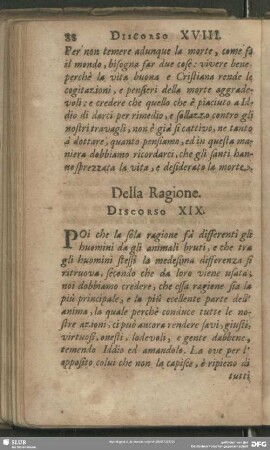 Della Ragione. Discorso XIX.