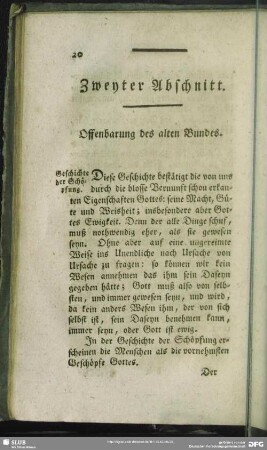 Zweyter Abschnitt. Offenbarung des alten Bundes