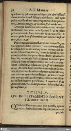 Titulus IV. Qui In Testamento Possint Tutores Dari?