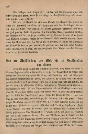 Von der Einschließung von Metz bis zur Capitulation von Sedan