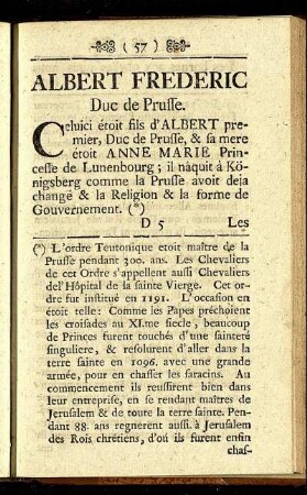 Albert Frederic Duc de Prusse. - Joach. Frederic Marggrave & Elect. de Brandenb.