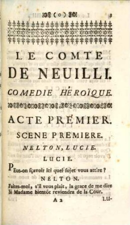 Le comte de Neuilli : comédie heroïque