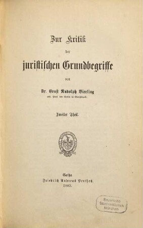 Zur Kritik der juristischen Grundbegriffe, 2