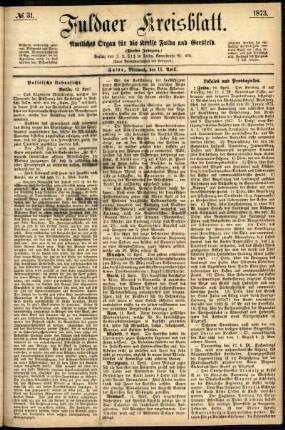 Ausgabe vom Mittwoch, den 16. April 1873.