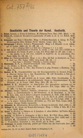 Verzeichniss des Antiquarischen Bücherlagers von Ferd. Raabe's Nachf. Eugen Heinrich, Antiquariat und Buchhandlung. 86. 1890