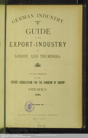 German industry : Guide to the export industry of Saxony and Thuringia