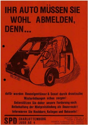 Flugschrift: Ihr Auto müssen Sie wohl abmelden, denn ...