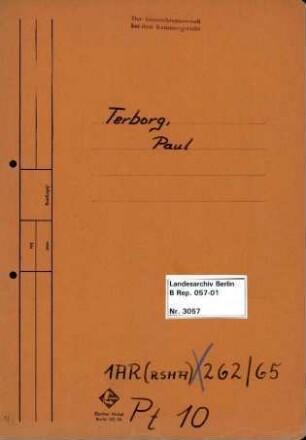 Personenheft Paul Terborg (*13.01.1897), Amtsrat