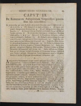 Caput III. De Romanarum Antiquitatum Scriptoribus generalibus sive universalibus