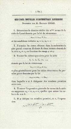 Questions nouvelles d'arithmétique supérieure.